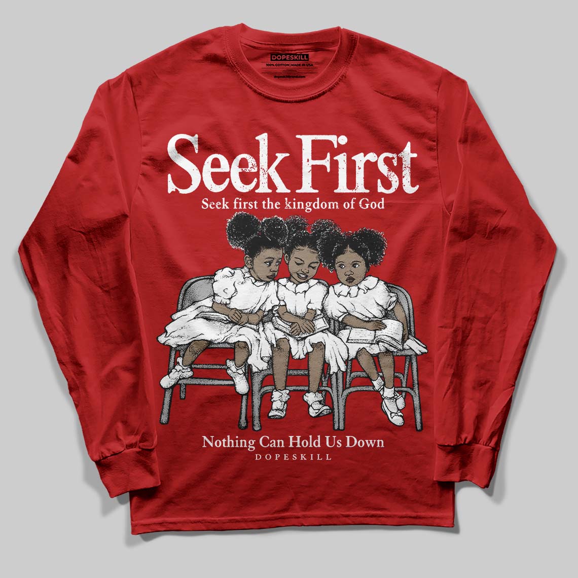 Red Collection superstreetwear Long Sleeve T-Shirt New Seek First Graphic