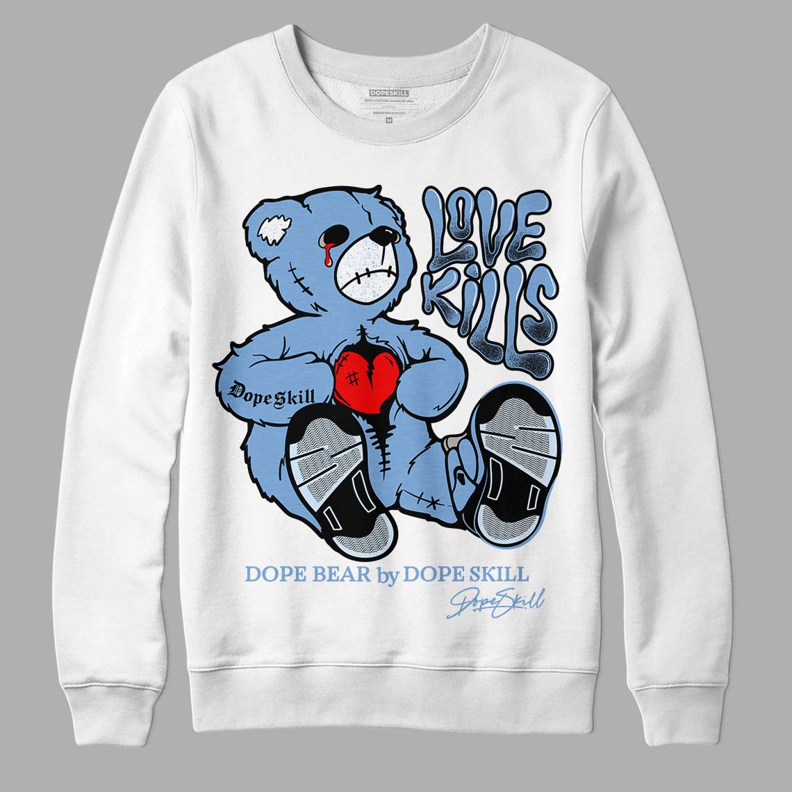 University Blue 5s superstreetwear Sweatshirt Love Kills Graphic