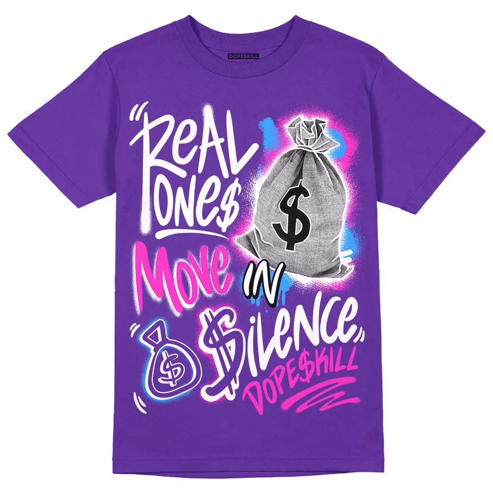 Dunk Purple Championship Court White superstreetwear Purple T-shirt Real Ones Move In Silence Graphic