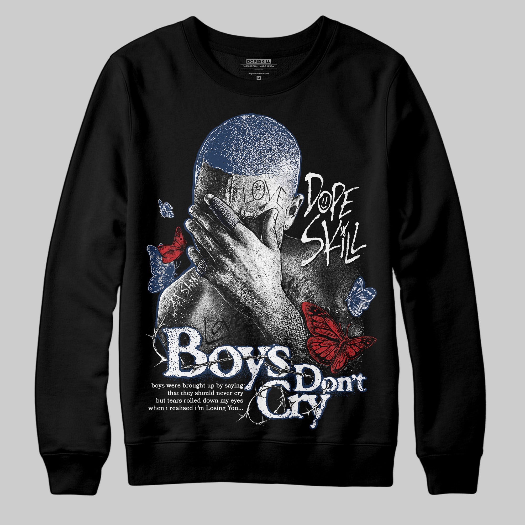 Summit White Navy 4s superstreetwear Sweatshirt Boys Don't Cry Graphic