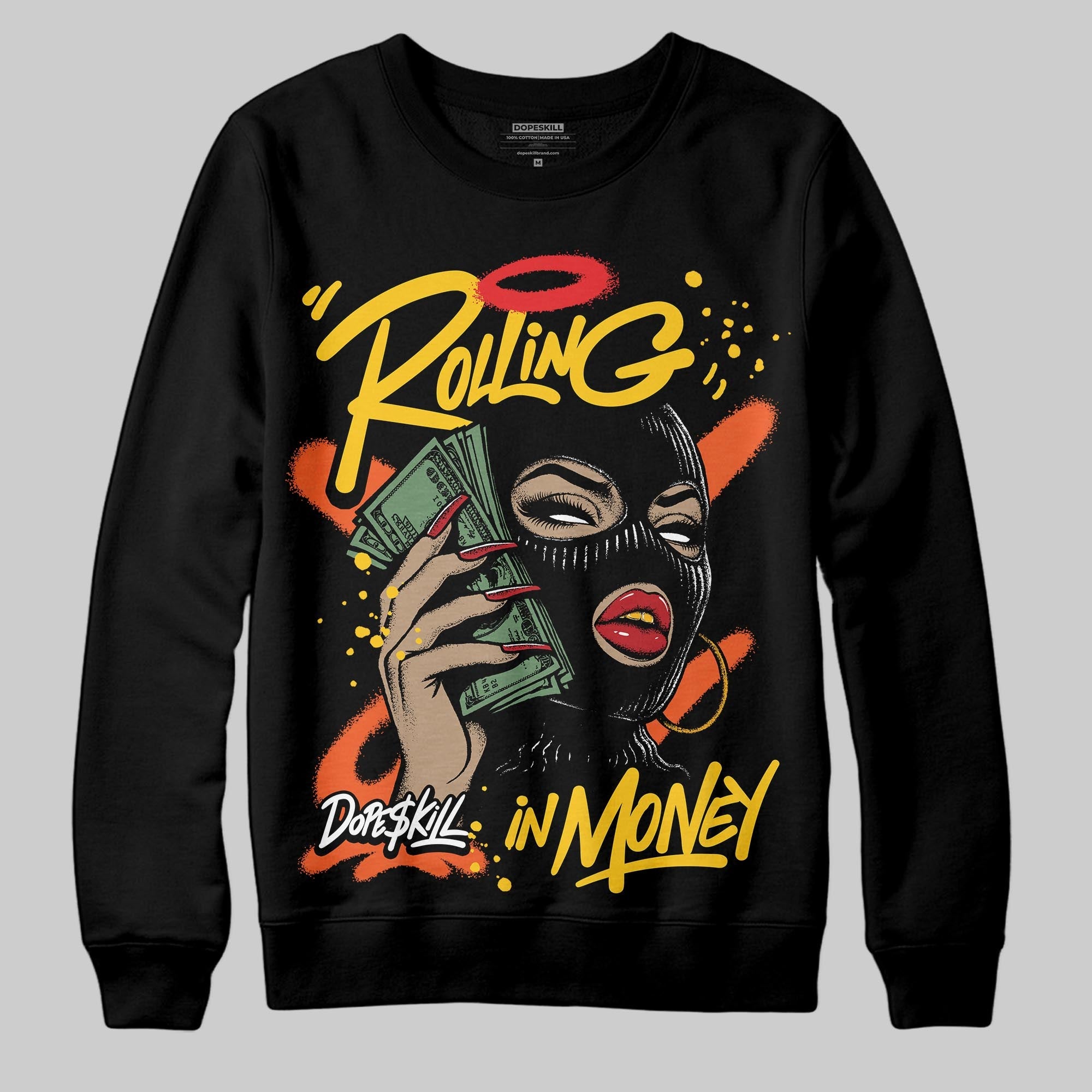Yellow Collection superstreetwear Sweatshirt Rolling in Money Graphic