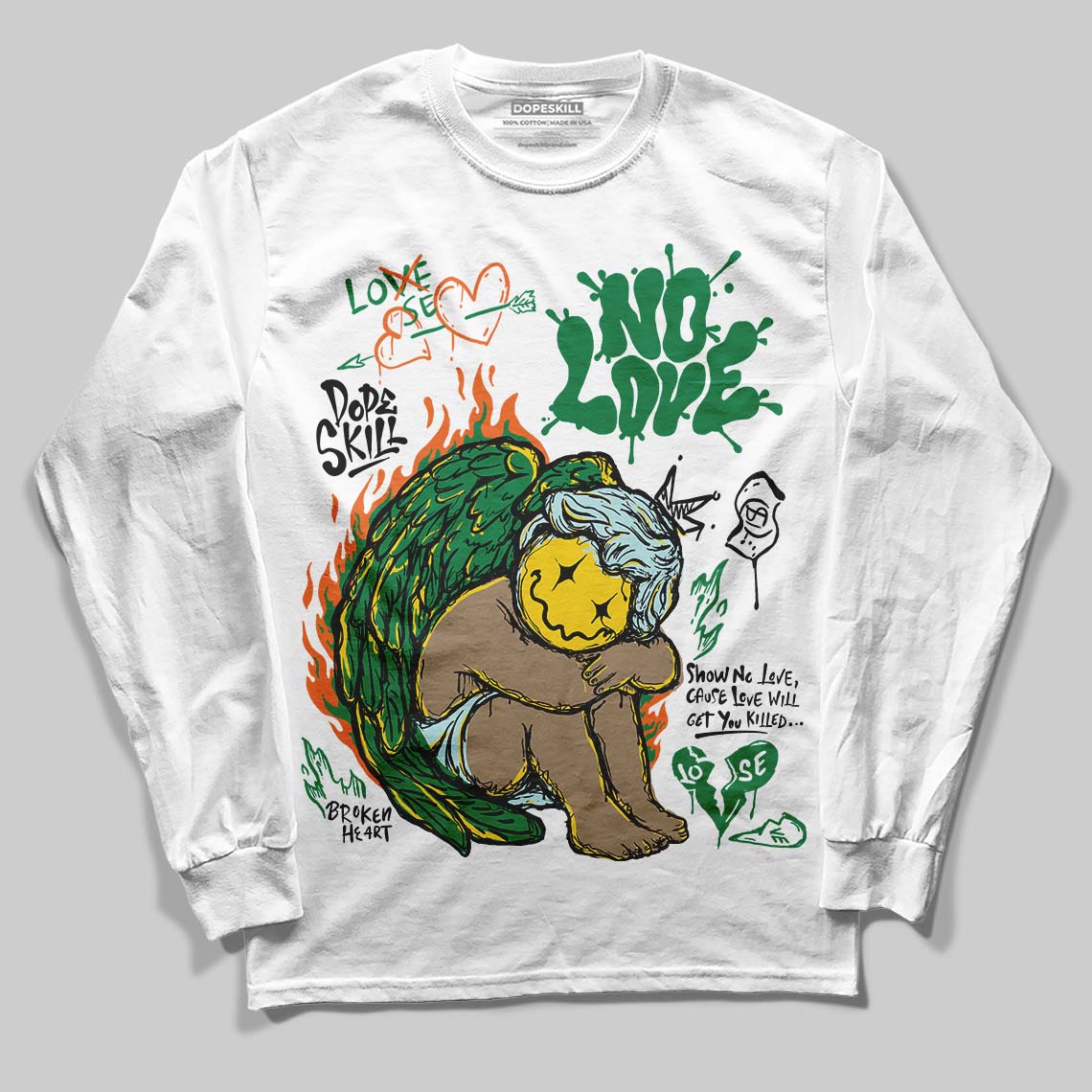 Green Collection superstreetwear Long Sleeve T-Shirt No Love Graphic