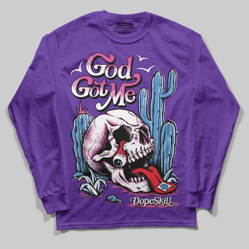 PURPLE Collection superstreetwear Purple Long Sleeve T-Shirt God Got Me Graphic