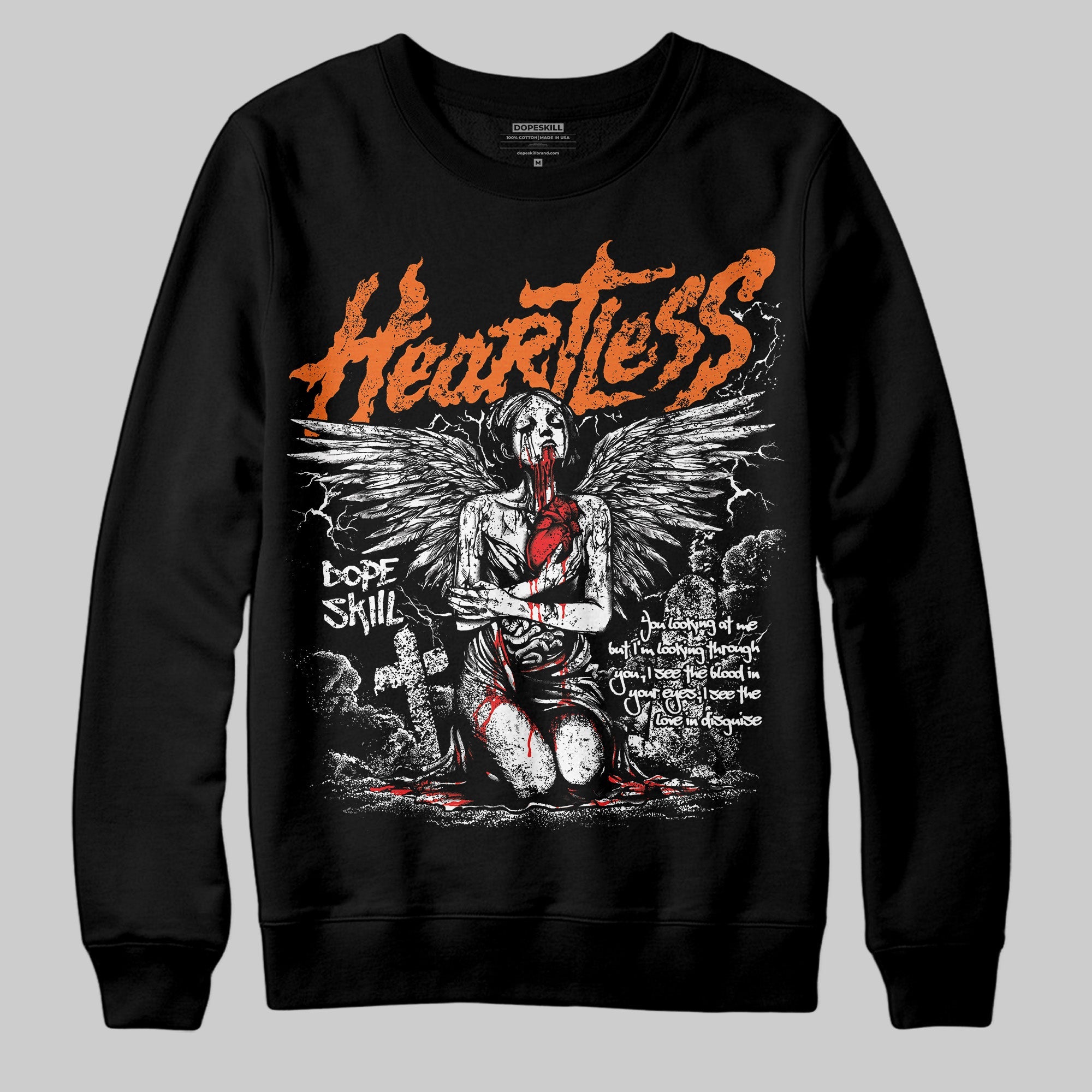 Orange Black White superstreetwear Sweatshirt Heartless Graphic