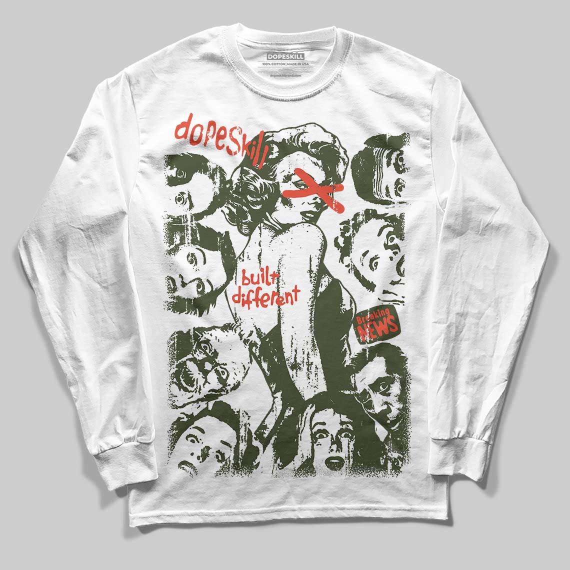 Olive Collection superstreetwear Long Sleeve T-Shirt Built Different Graphic