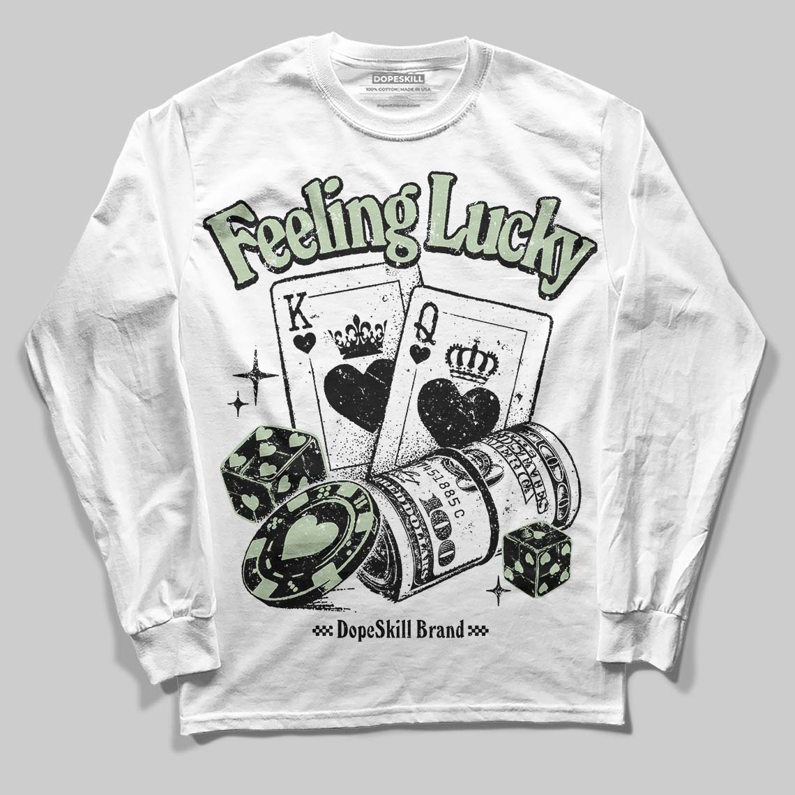 Seafoam 4s 2025 superstreetwear Long Sleeve T-Shirt Feeling Lucky Graphic