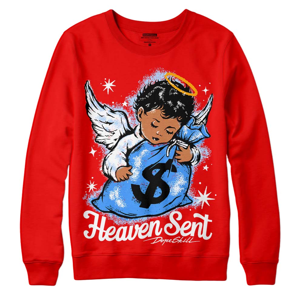Cherry 11s superstreetwear Varsity Red Sweatshirt Heaven Sent Graphic