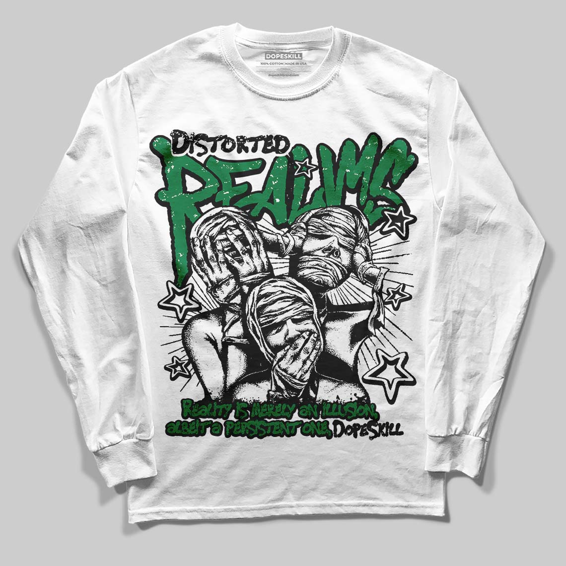 Green Collection superstreetwear Long Sleeve T-Shirt Distorted Realms Graphic