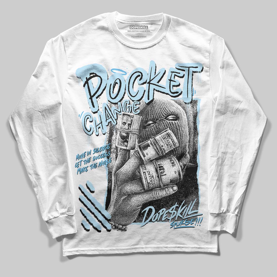 Legend Blue 11s superstreetwear Long Sleeve T-Shirt Pocket Change Graphic