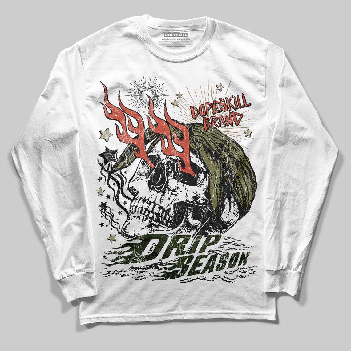 Olive Collection superstreetwear Long Sleeve T-Shirt Drip Season Graphic