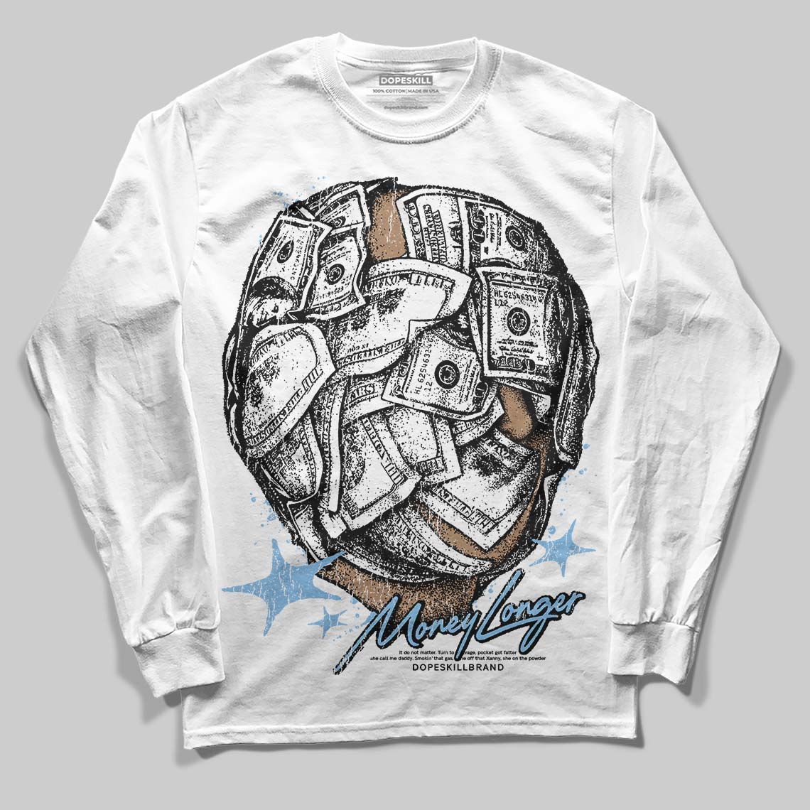 University Blue Collection superstreetwear Long Sleeve T-Shirt Money Longer Graphic