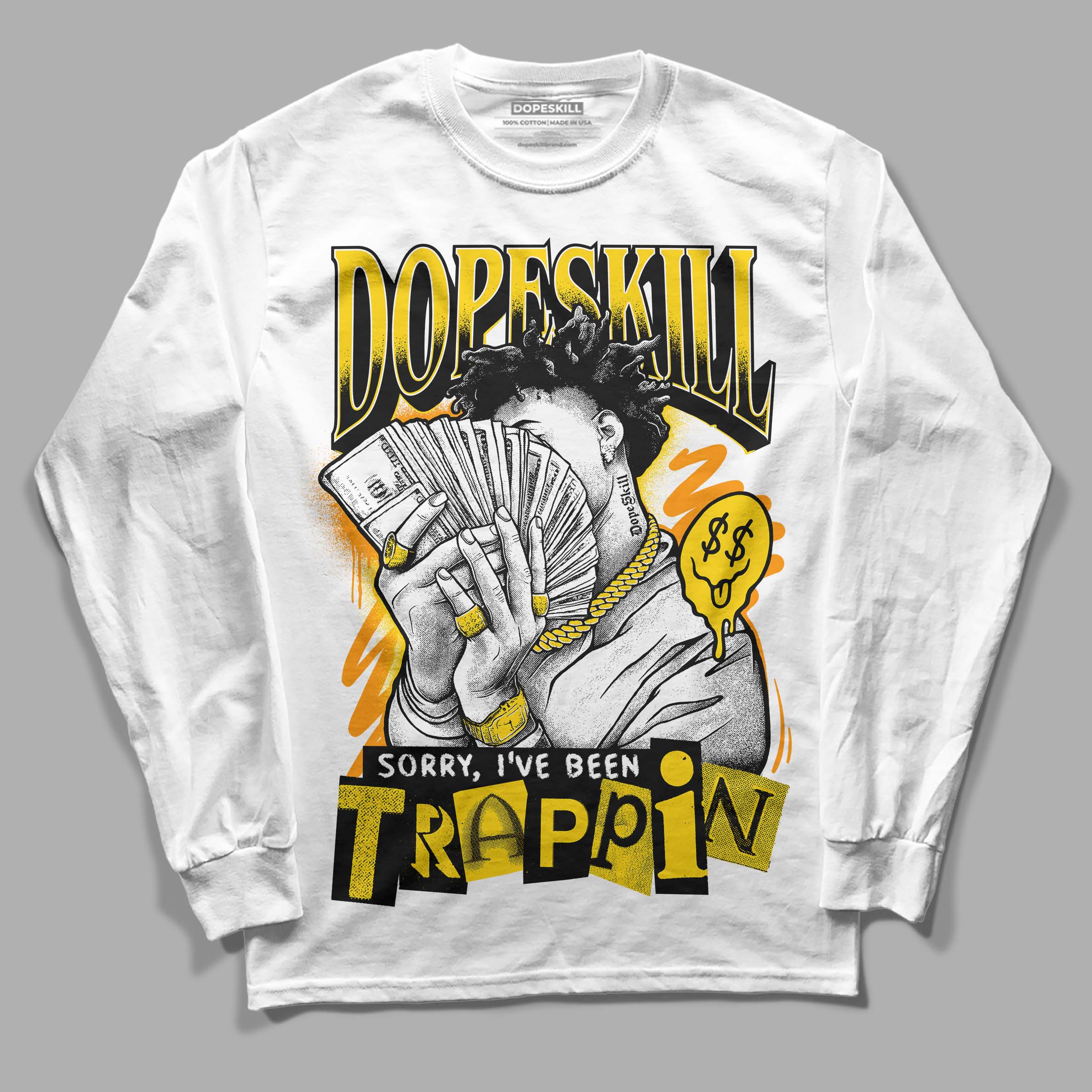 Yellow Ochre 6s superstreetwear Long Sleeve T-Shirt Sorry I've Been Trappin Graphic