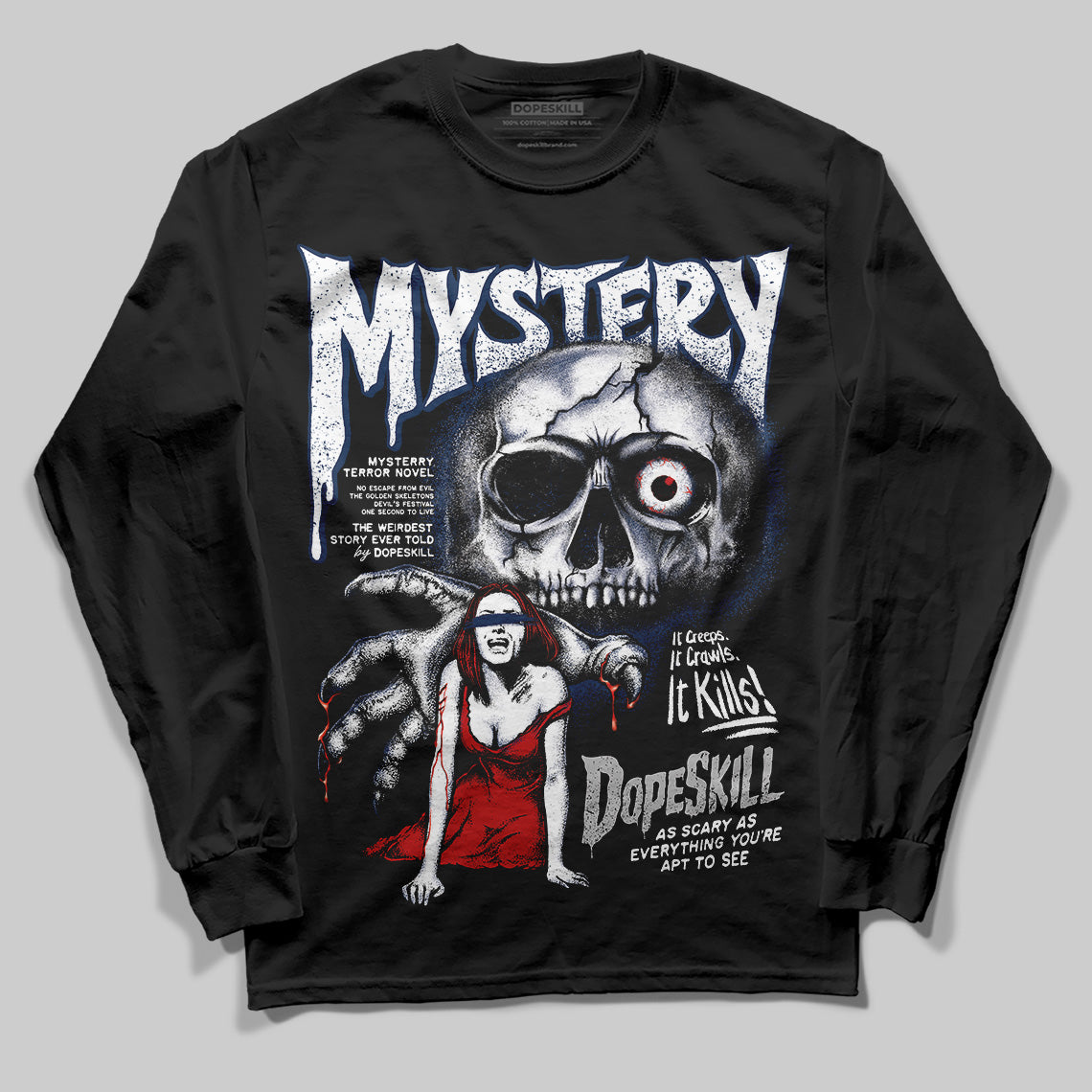 Summit White Navy 4s superstreetwear Long Sleeve T-Shirt Mystery Ghostly Grasp Graphic