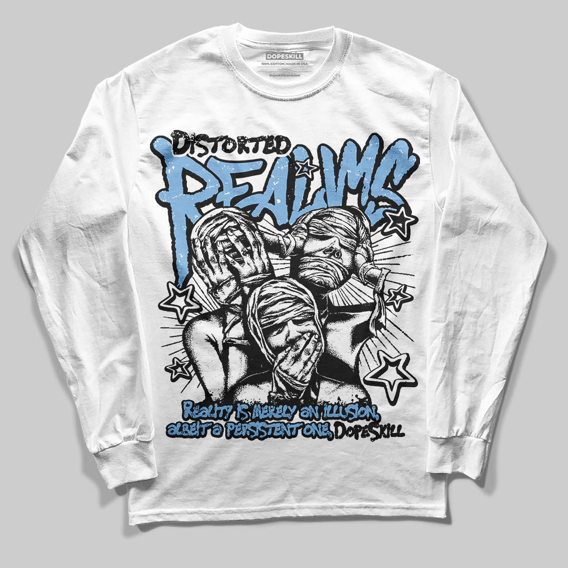 University Blue 6s superstreetwear Long Sleeve T-Shirt Distorted Realms Graphic