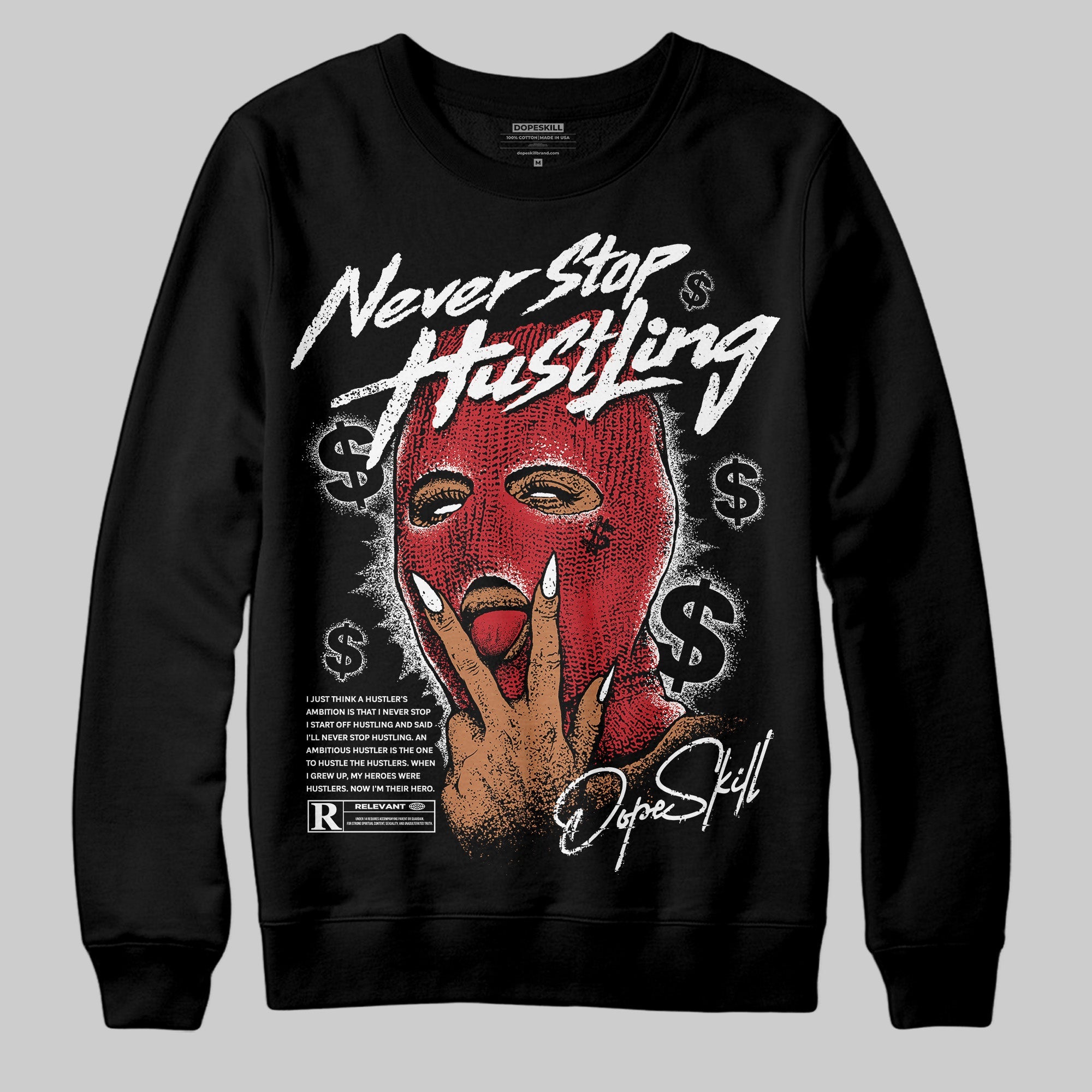 Bred 11s superstreetwear Sweatshirt Never Stop Hustling Graphic