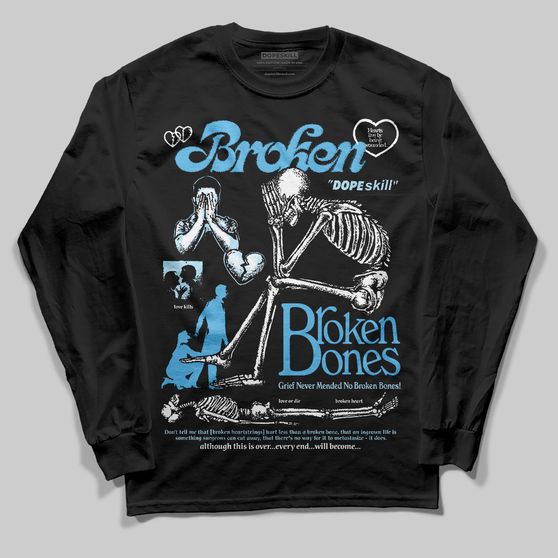 Legend Blue 11s superstreetwear Long Sleeve T-Shirt Broken Bones Graphic