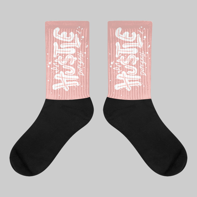 Leather Curb Glitter Pale Pink superstreetwear Sublimated Socks Hustle Graphic