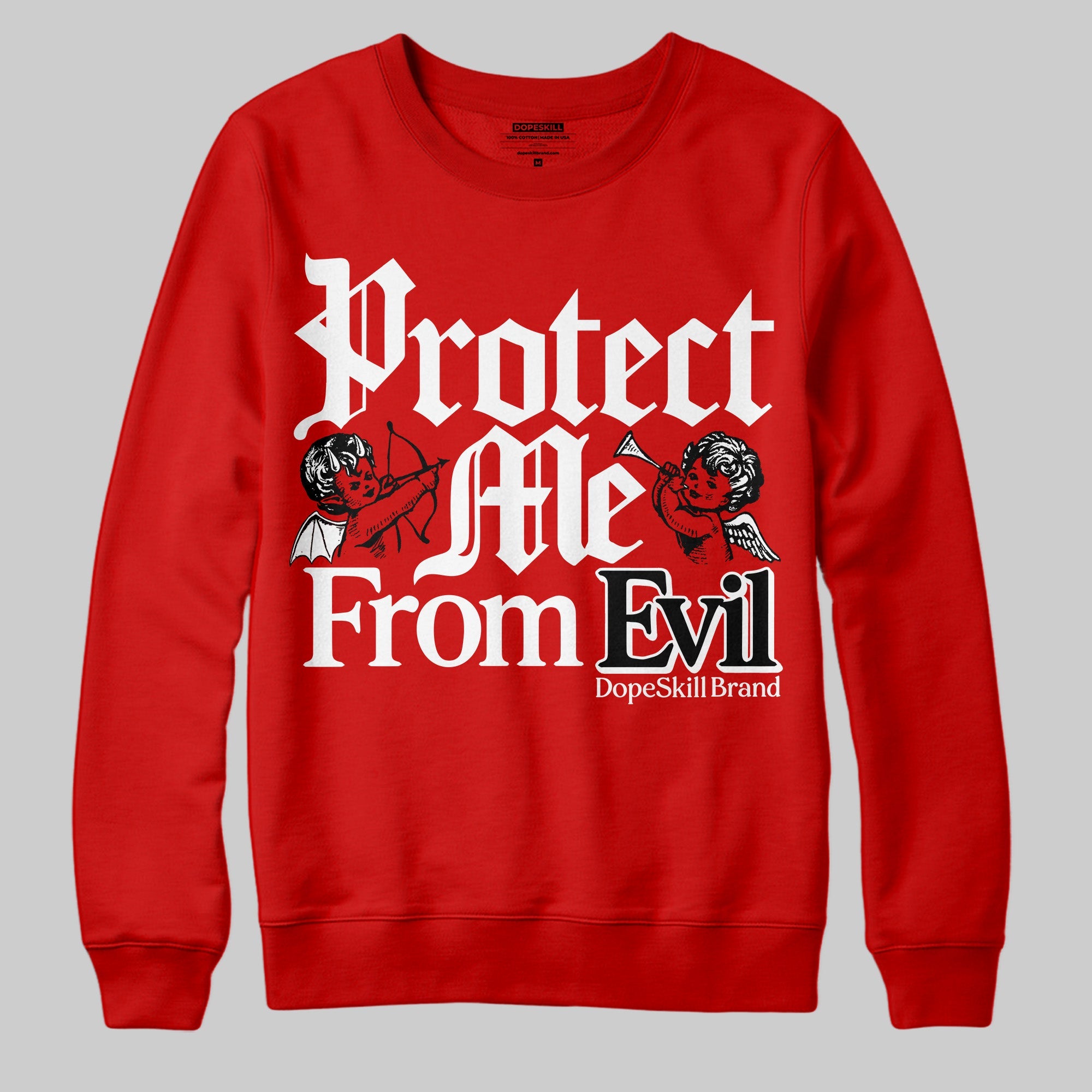 Bred Velvet 11s superstreetwear Red Sweatshirt Protect Me From Evil Graphic