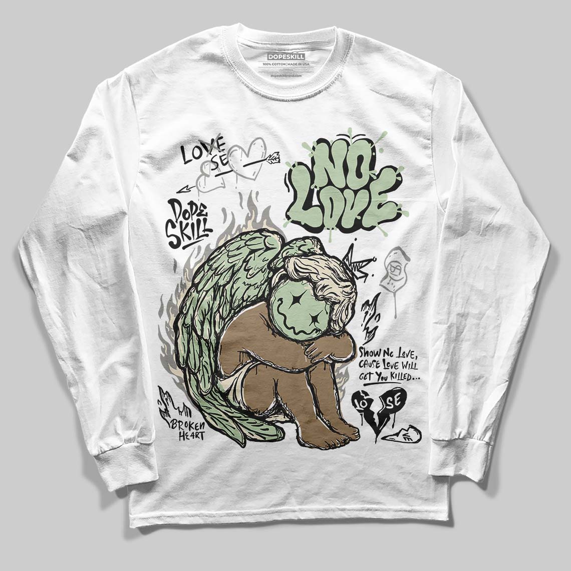 Seafoam 4s 2025 superstreetwear Long Sleeve T-Shirt No Love Graphic