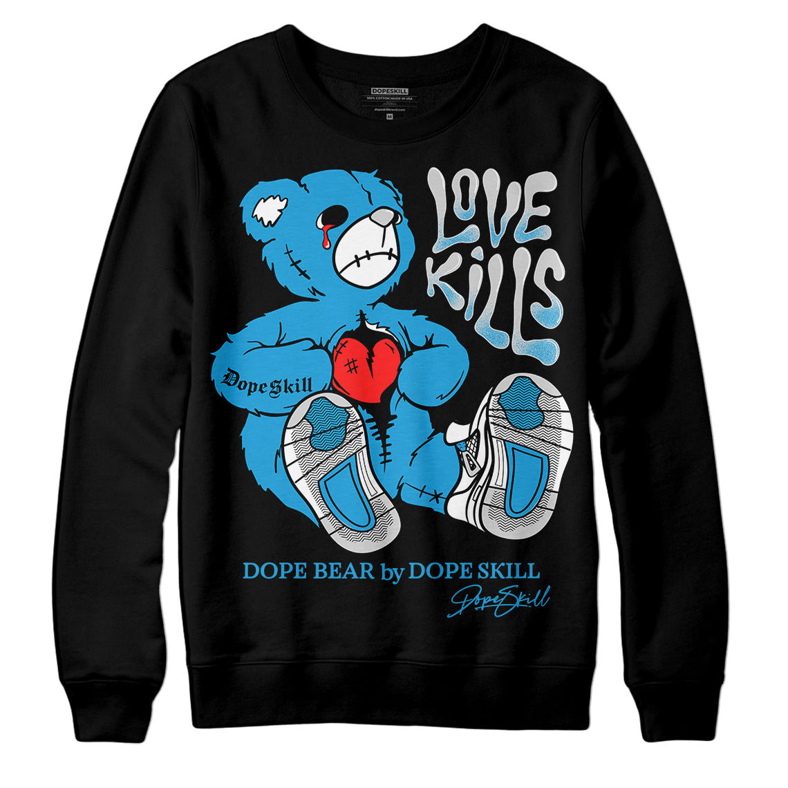 Military Blue 4s superstreetwear Sweatshirt Love Kills Graphic