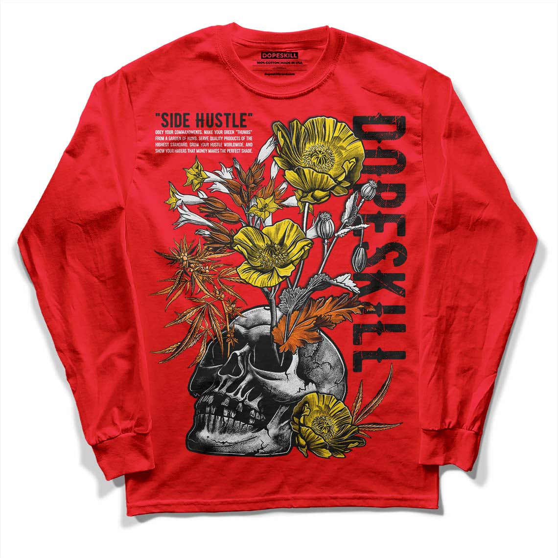 Red Thunder 4s superstreetwear Red Long Sleeve T-Shirt Side Hustle Graphic