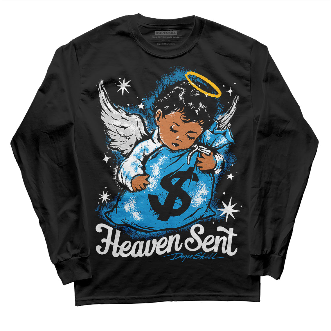 Military Blue 4s superstreetwear Long Sleeve T-Shirt Heaven Sent Graphic