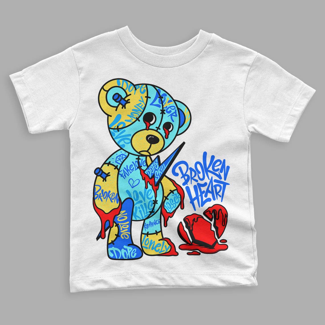 Aqua 5s superstreetwear Toddler Kids T-shirt Broken Heart Graphic