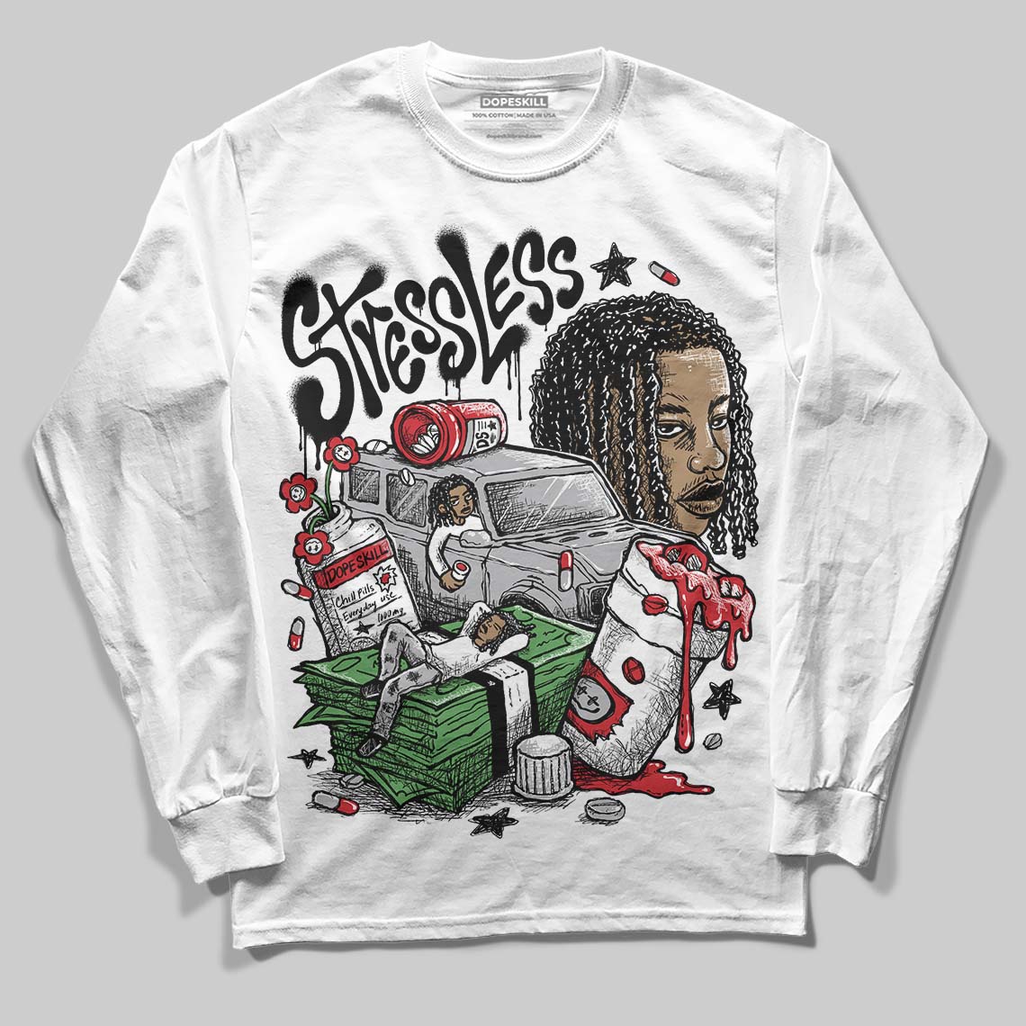 White Cement 4s superstreetwear Long Sleeve T-Shirt Stressless Graphic