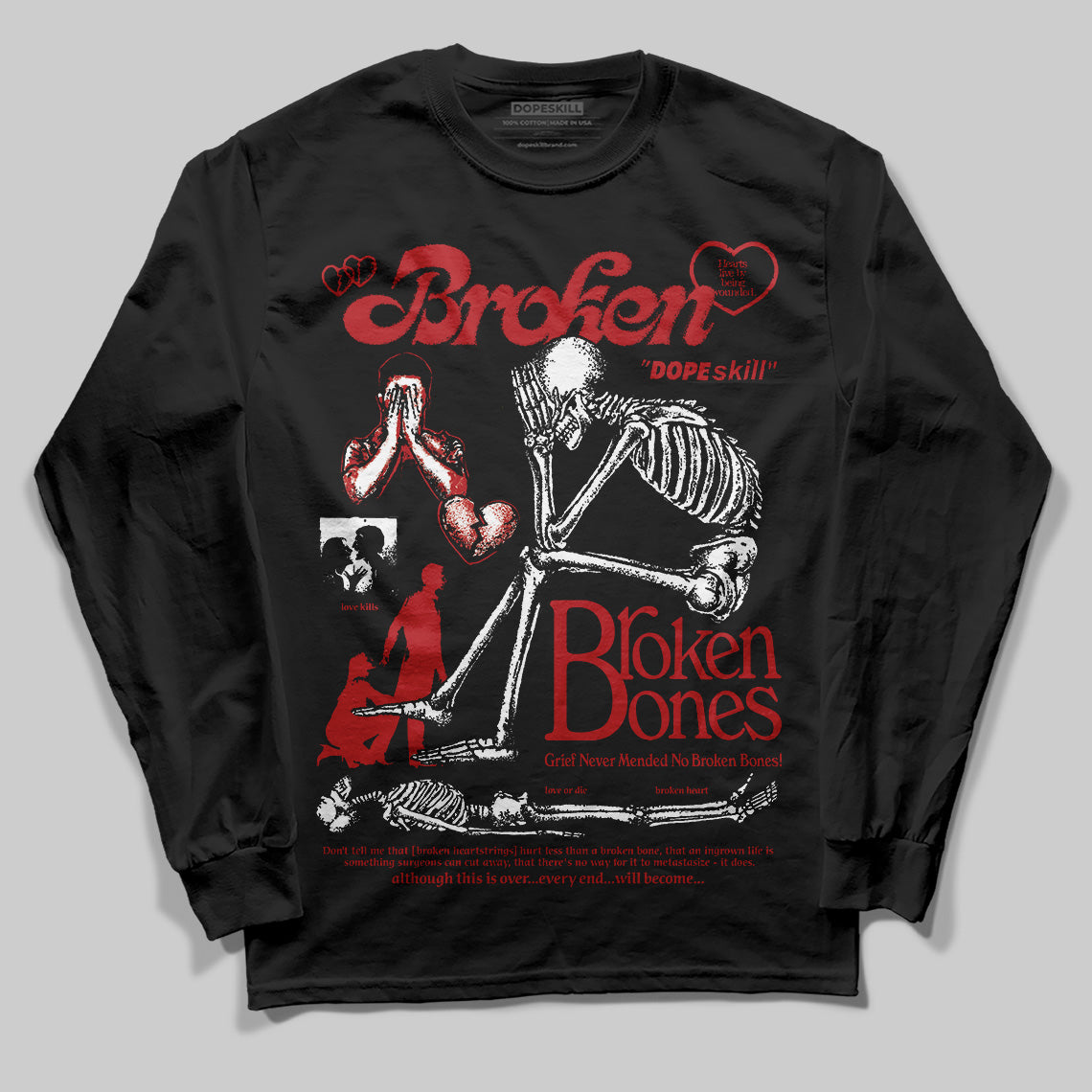 Flu Game 12s superstreetwear Long Sleeve T-Shirt Broken Bones Graphic
