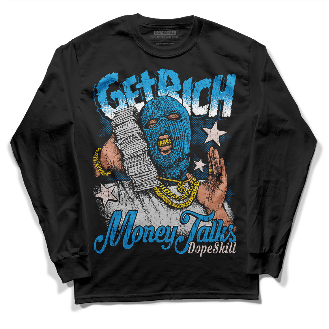 Military Blue 4s superstreetwear Long Sleeve T-Shirt Get Rich Graphic