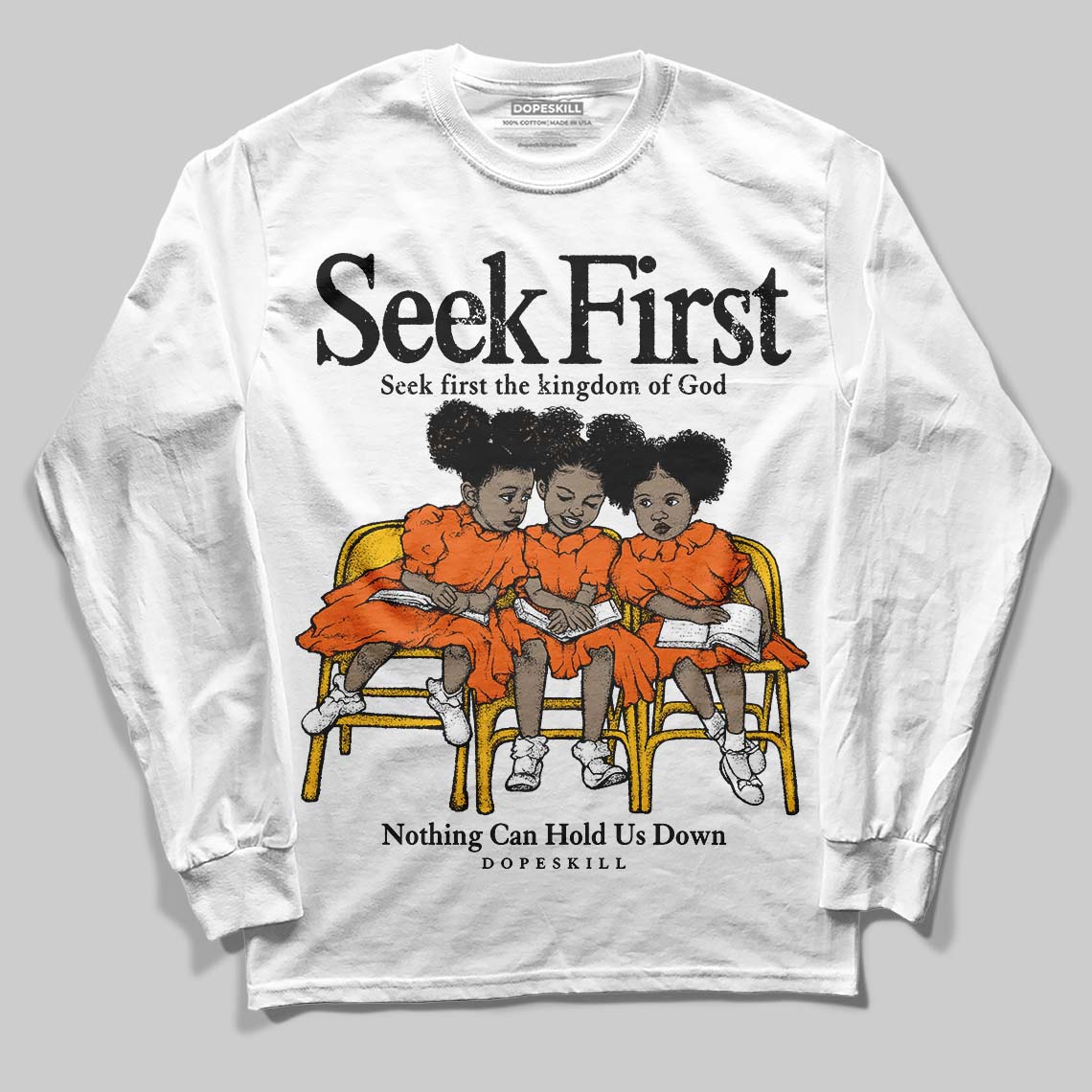 Orange Black White superstreetwear Long Sleeve T-Shirt New Seek First Graphic