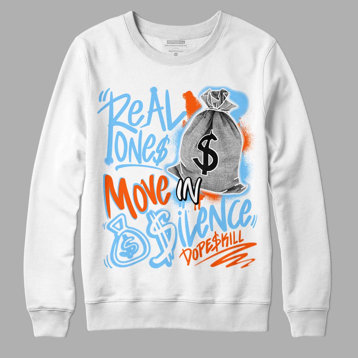 Dunk Low Futura University Blue superstreetwear Sweatshirt Real Ones Move In Silence Graphic