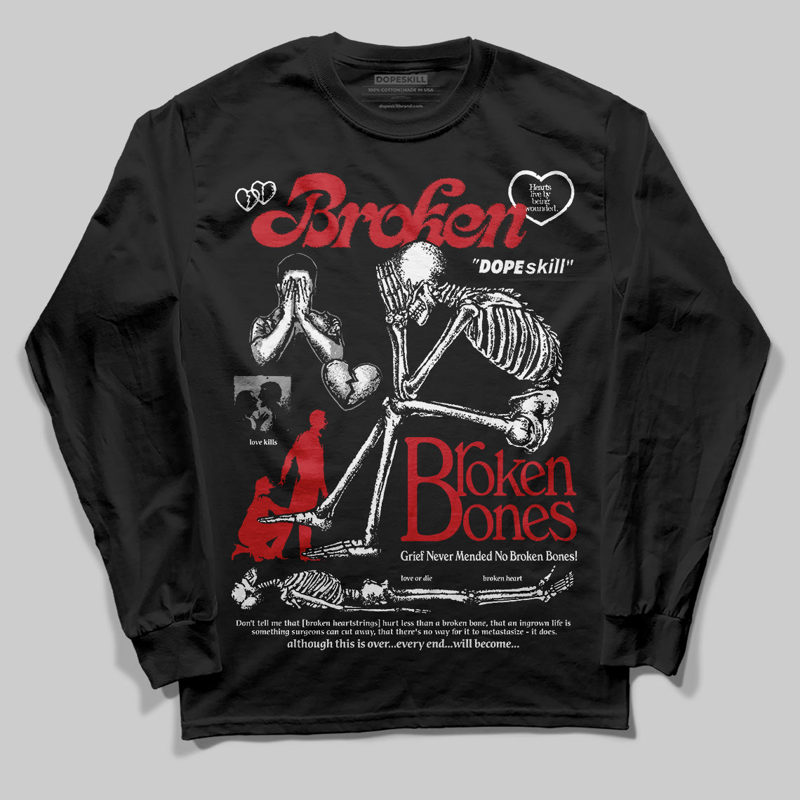 Bred Velvet 11s superstreetwear Long Sleeve T-Shirt Broken Bones Graphic