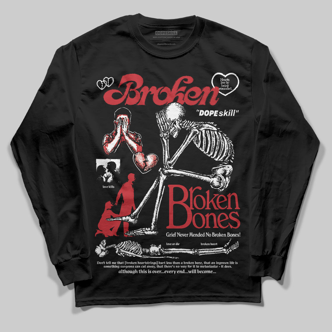 Bred 11s superstreetwear Long Sleeve T-Shirt Broken Bones Graphic
