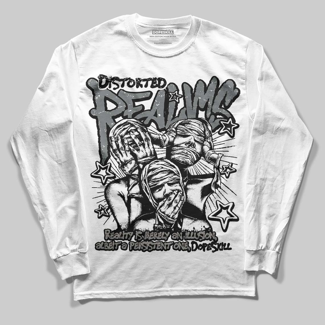 Cool Grey 9s superstreetwear Long Sleeve T-Shirt Distorted Realms Graphic
