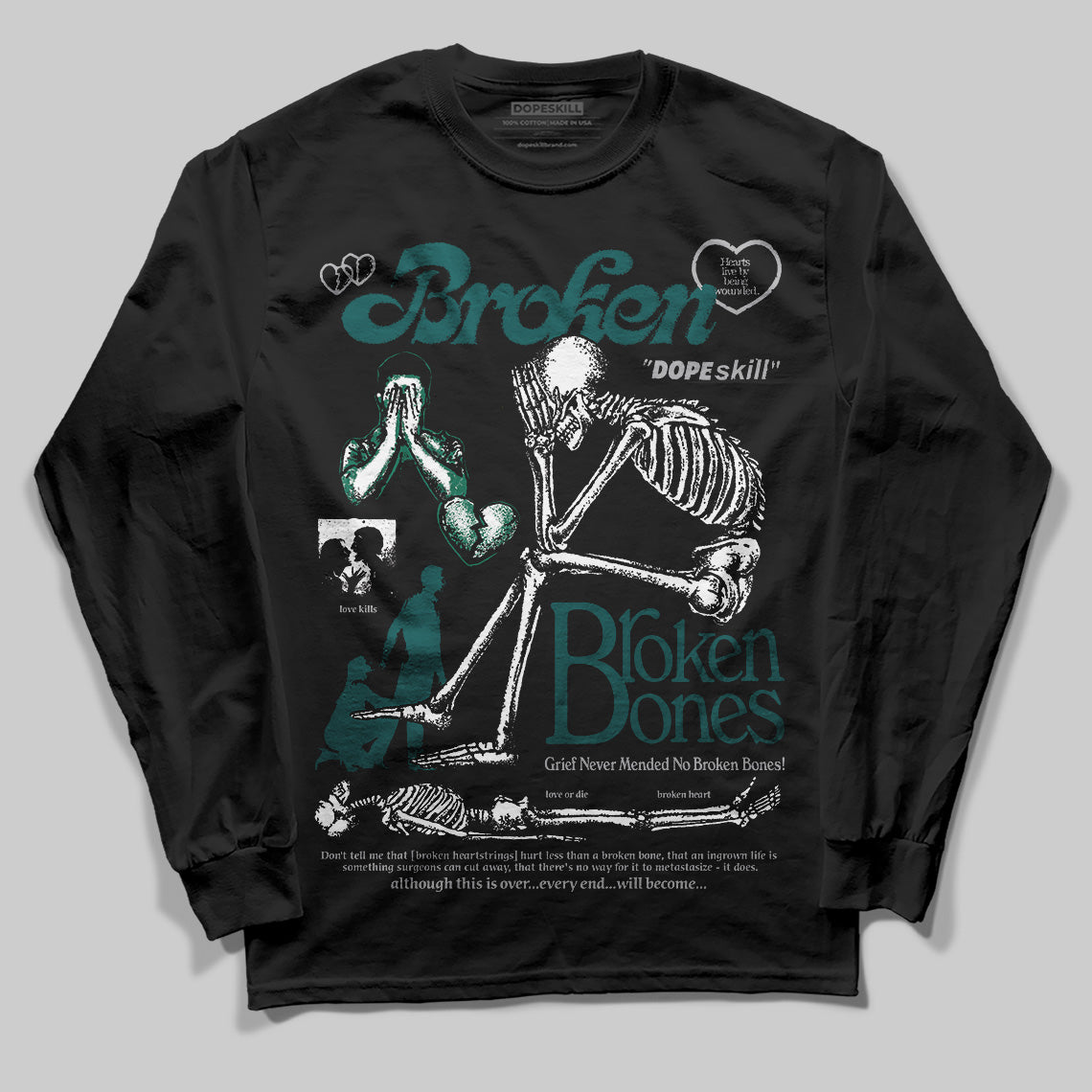 Gel 1130 White Dark Neptune superstreetwear Long Sleeve T-Shirt Broken Bones Graphic