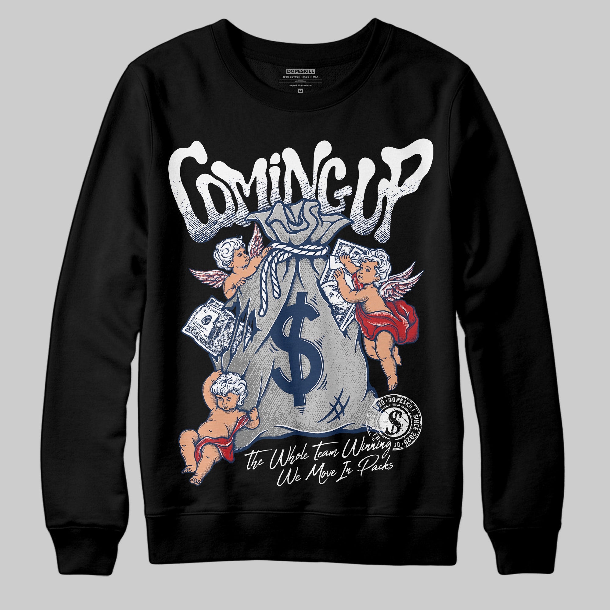 Summit White Navy 4s superstreetwear Sweatshirt Money Bag Coming Up Graphic