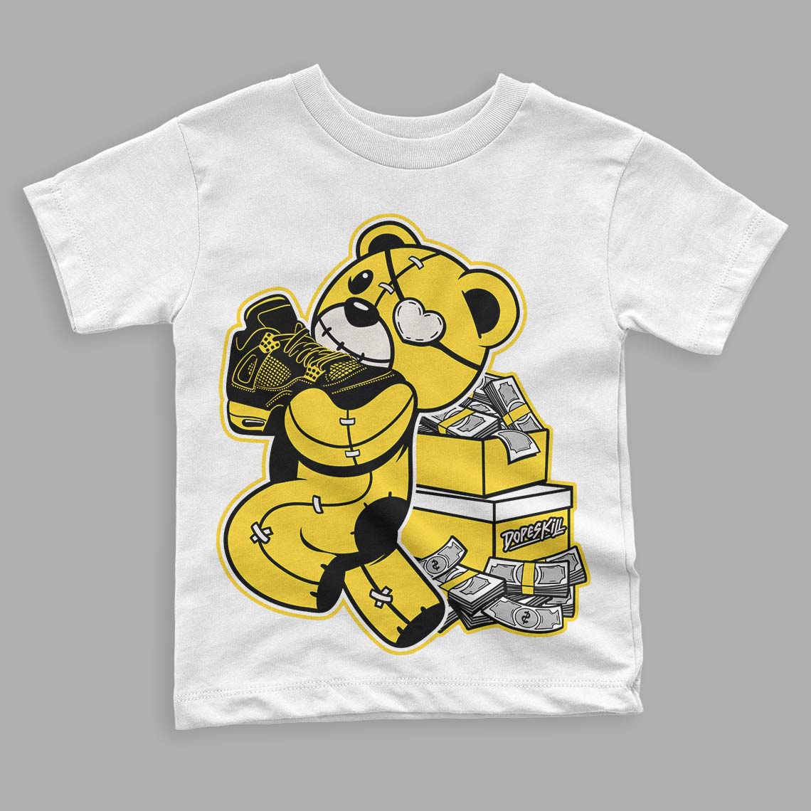 Black Tour Yellow AJ 4 Thunder superstreetwear Toddler Kids T-shirt Bear Steals Sneaker Graphic