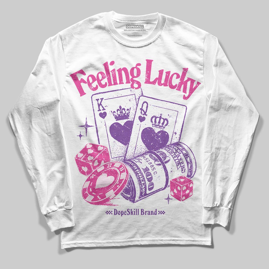 Pink Collection superstreetwear Long Sleeve T-Shirt Feeling Lucky Graphic