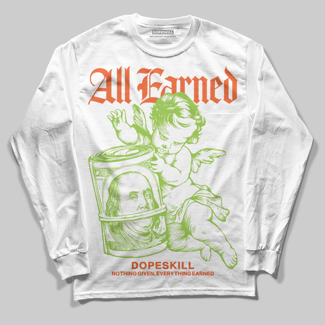 Neon Green Collection superstreetwear Long Sleeve T-Shirt All Earned Graphic