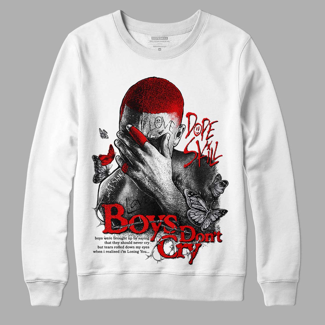 Red Cement 4S superstreetwear Sweatshirt Boys Don't Cry Graphic