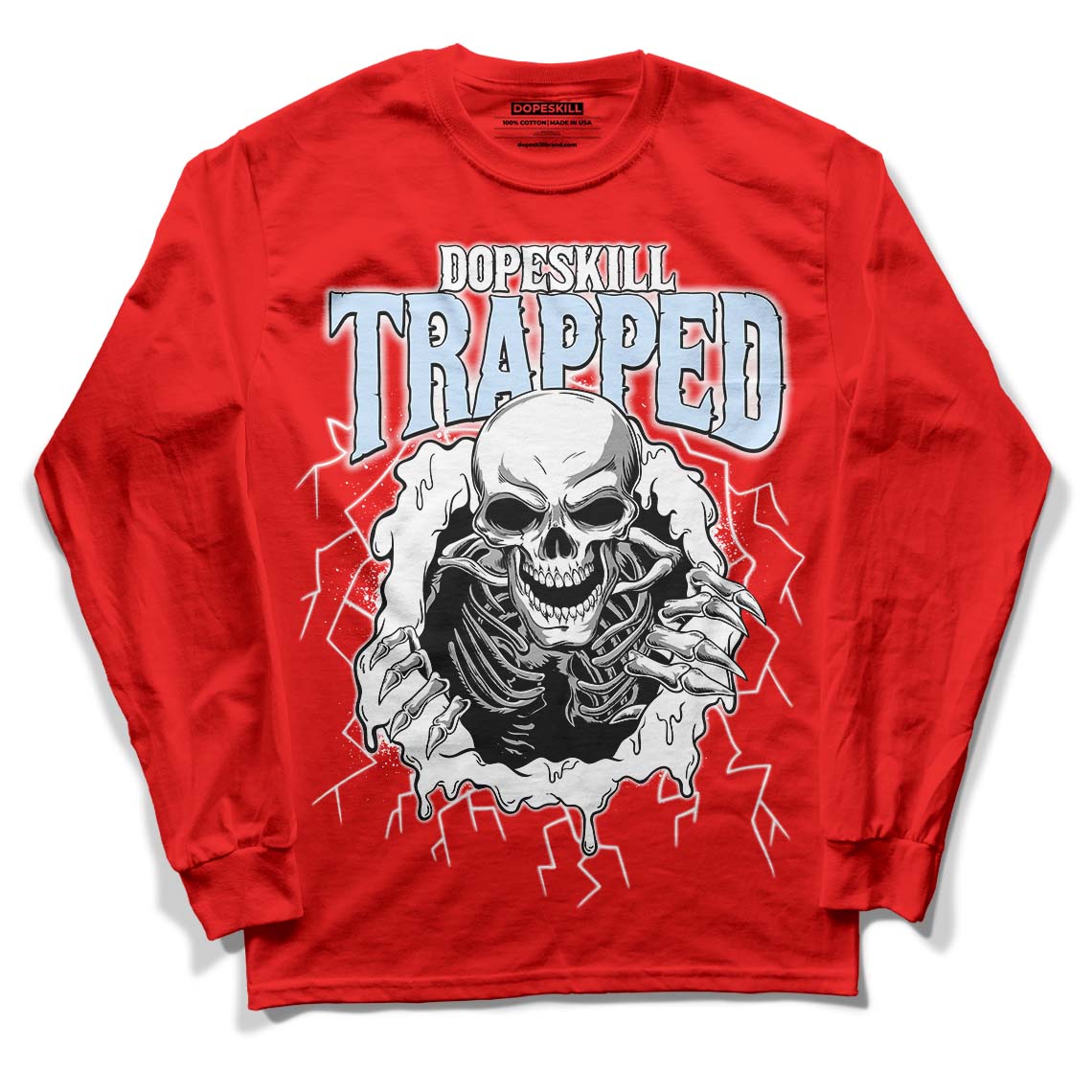 Cherry 11s superstreetwear Varsity Red Long Sleeve T-Shirt Trapped Halloween Graphic
