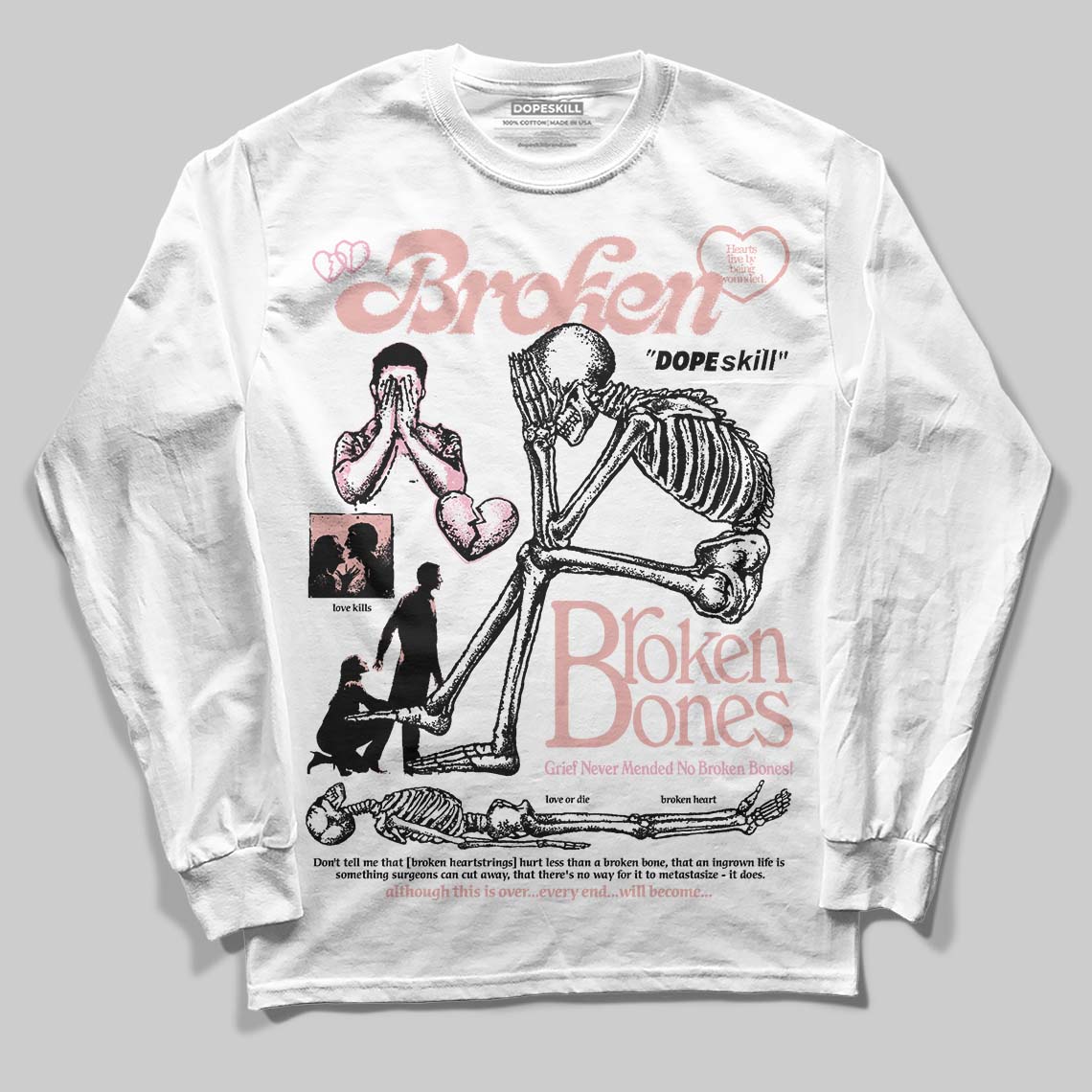 Rust Pink 1s 2025 superstreetwear Long Sleeve T-Shirt Broken Bones Graphic