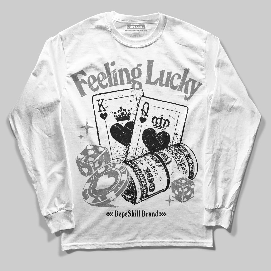 Grey Collection superstreetwear Long Sleeve T-Shirt Feeling Lucky Graphic