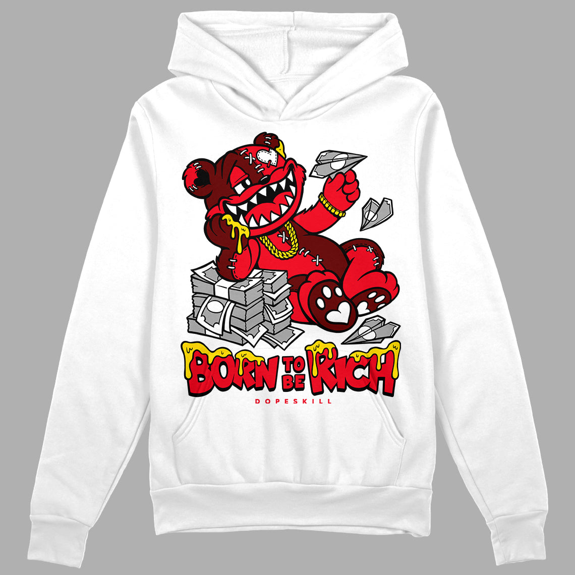 Red Thunder 4s superstreetwear Hoodie Sweatshirt Born To Be Rich Graphic