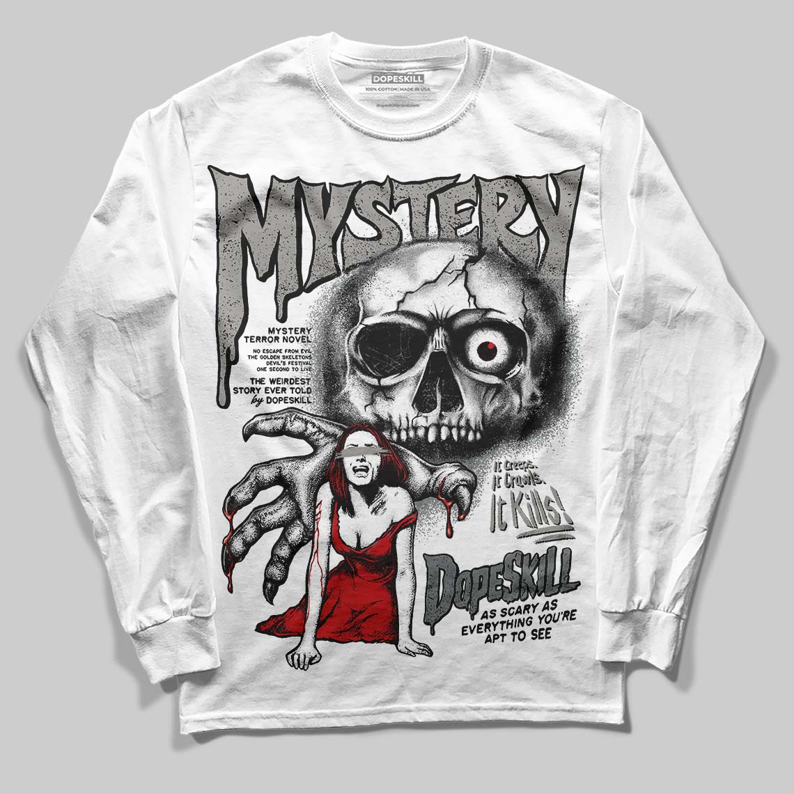 Cool Grey 9s superstreetwear Long Sleeve T-Shirt Mystery Ghostly Grasp Graphic