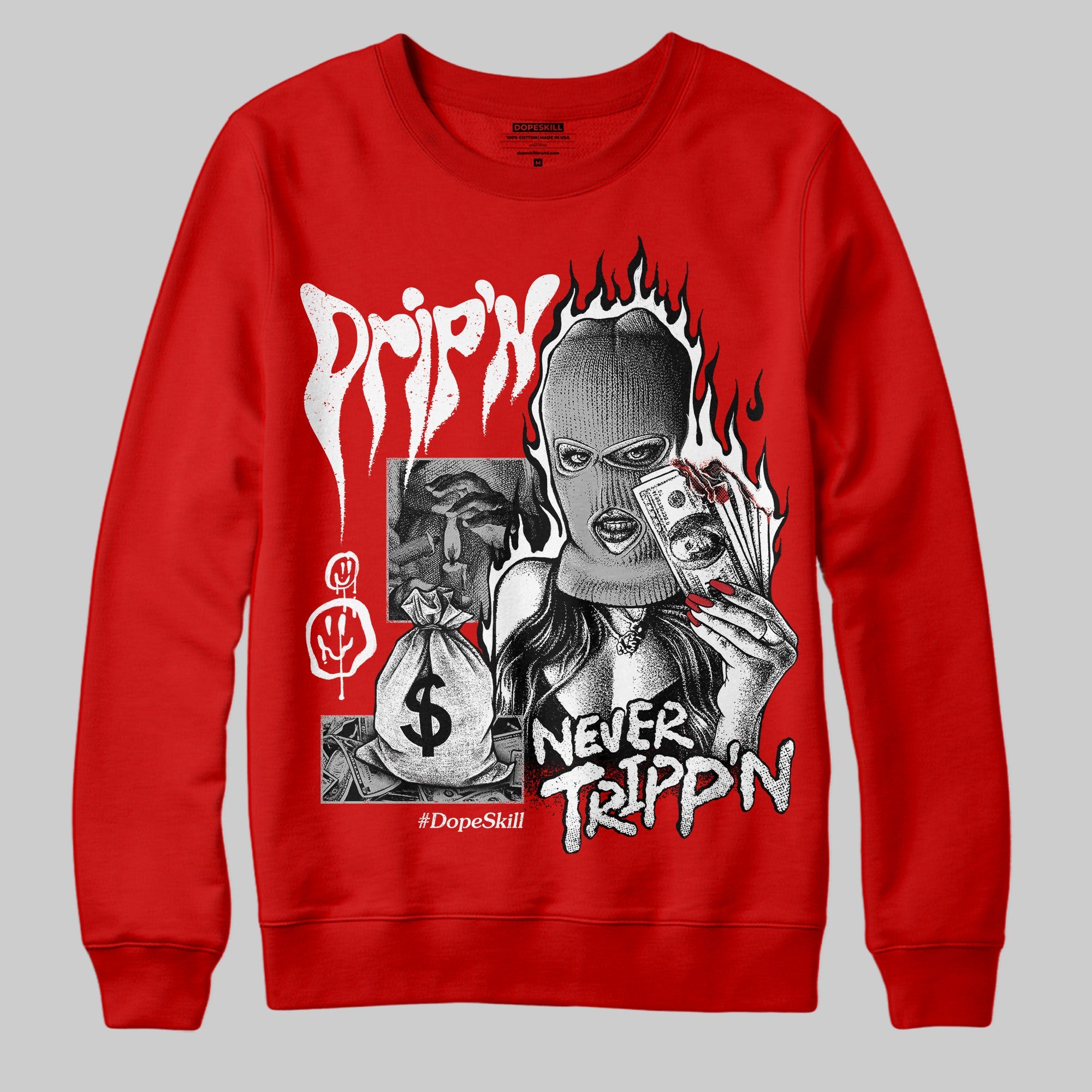 Bred Velvet 11s superstreetwear Red Sweatshirt Drip'n Never Tripp'n Graphic