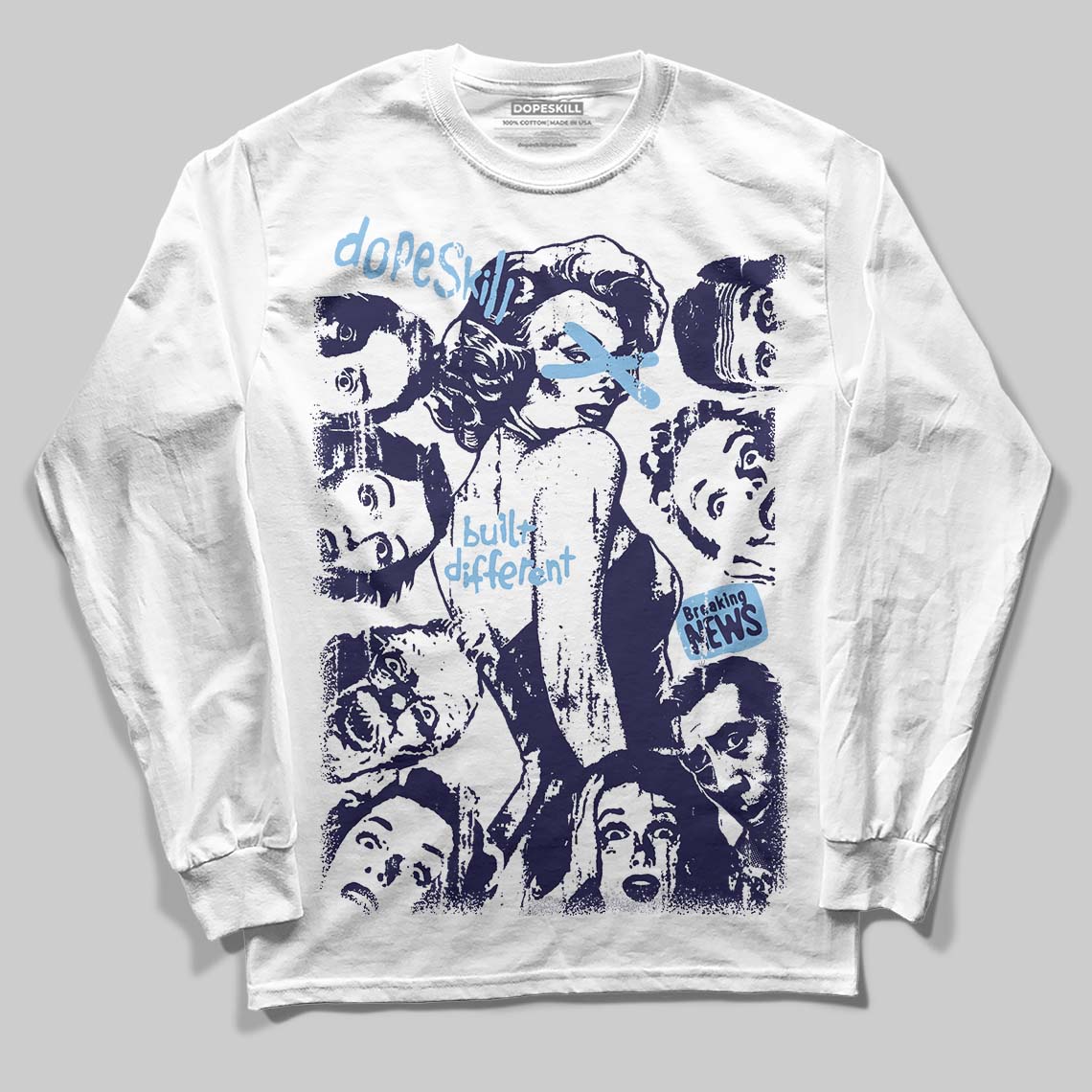 University Blue Collection superstreetwear Long Sleeve T-Shirt Built Different Graphic