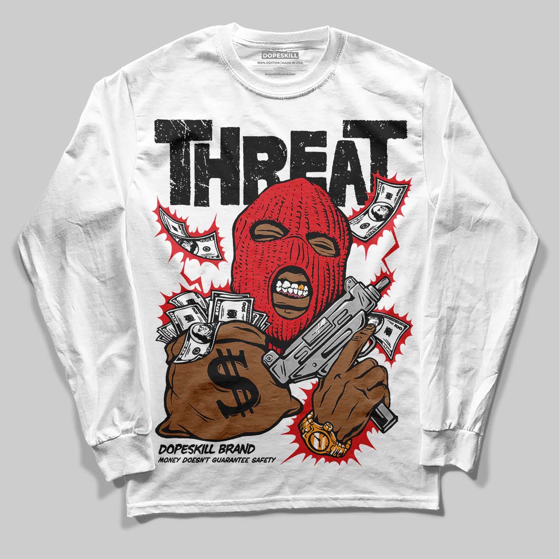 Black and White Collection superstreetwear Long Sleeve T-Shirt Under Threat Graphic