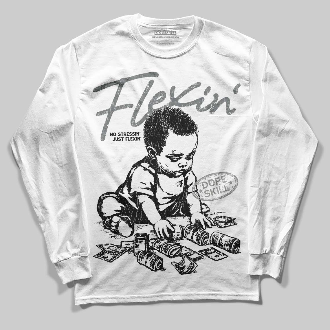 Cool Grey 9s superstreetwear Long Sleeve T-Shirt Flexin' Graphic